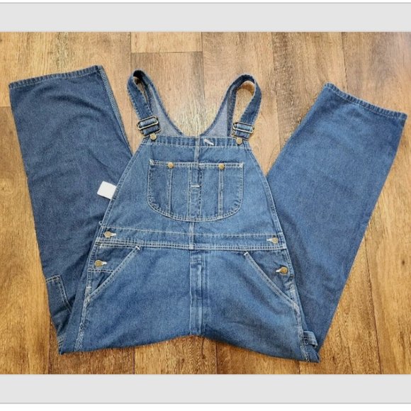 VTG Roebucks Denim Carpenter Farm Work Bib Overalls - Picture 1 of 9
